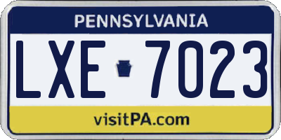 PA license plate LXE7023