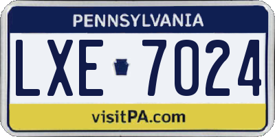 PA license plate LXE7024