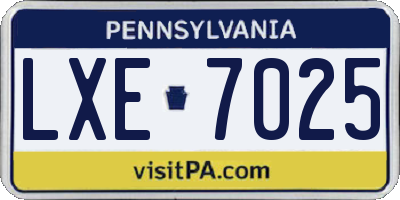 PA license plate LXE7025