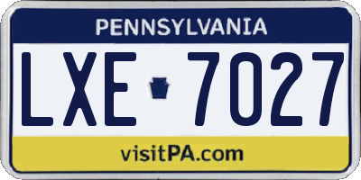 PA license plate LXE7027