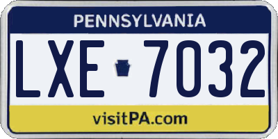 PA license plate LXE7032