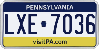 PA license plate LXE7036