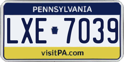 PA license plate LXE7039