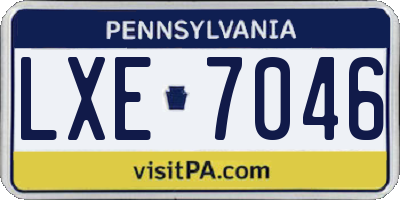 PA license plate LXE7046
