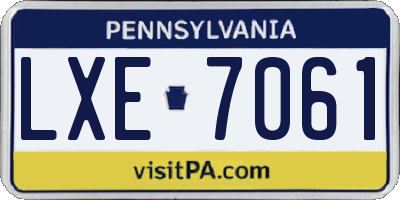 PA license plate LXE7061