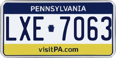 PA license plate LXE7063