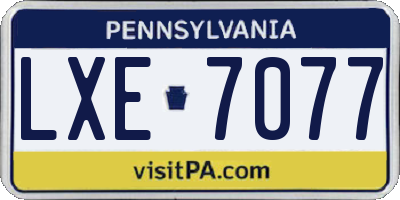 PA license plate LXE7077