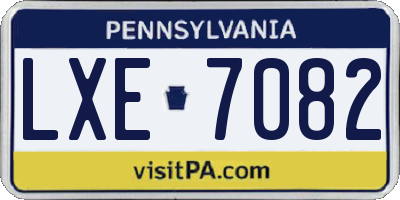 PA license plate LXE7082
