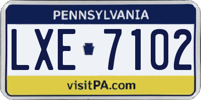 PA license plate LXE7102