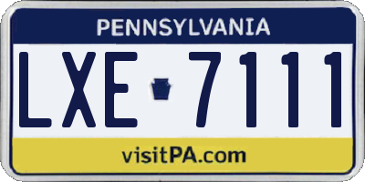 PA license plate LXE7111