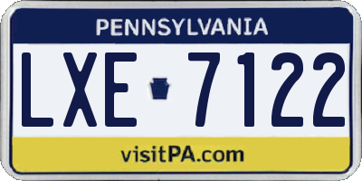 PA license plate LXE7122