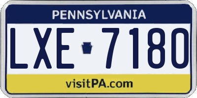 PA license plate LXE7180