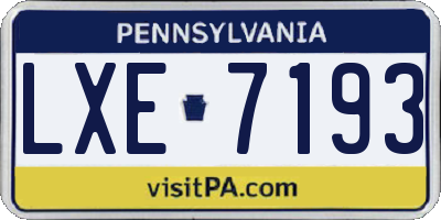 PA license plate LXE7193