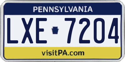 PA license plate LXE7204