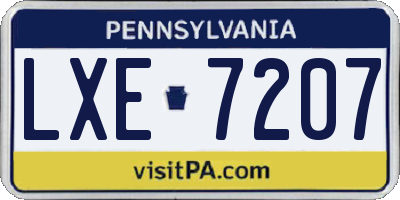 PA license plate LXE7207