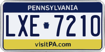 PA license plate LXE7210