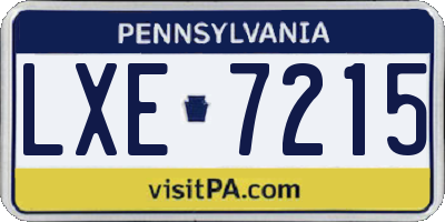 PA license plate LXE7215