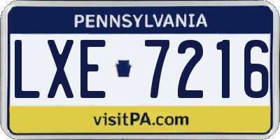 PA license plate LXE7216
