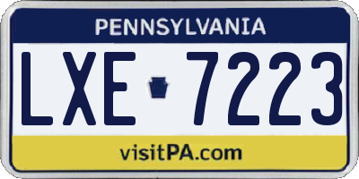 PA license plate LXE7223