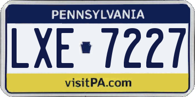 PA license plate LXE7227