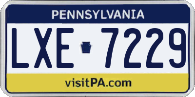 PA license plate LXE7229