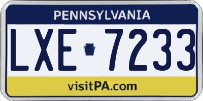 PA license plate LXE7233
