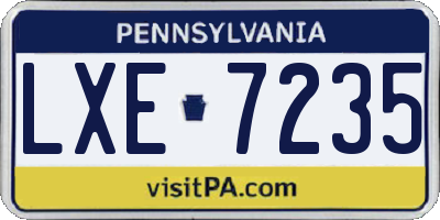 PA license plate LXE7235