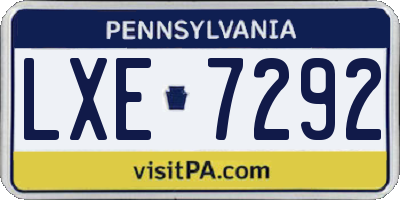 PA license plate LXE7292