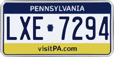 PA license plate LXE7294