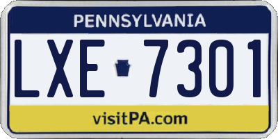 PA license plate LXE7301