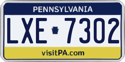 PA license plate LXE7302