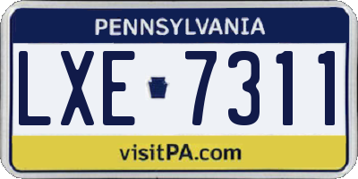 PA license plate LXE7311