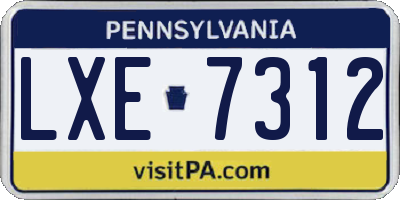 PA license plate LXE7312
