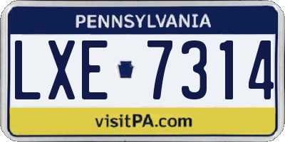 PA license plate LXE7314