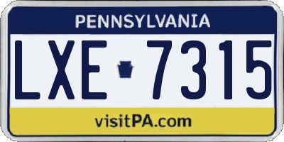 PA license plate LXE7315