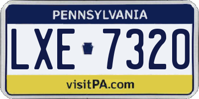 PA license plate LXE7320