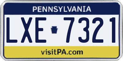 PA license plate LXE7321