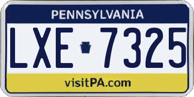 PA license plate LXE7325