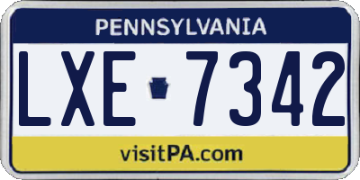 PA license plate LXE7342