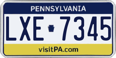 PA license plate LXE7345