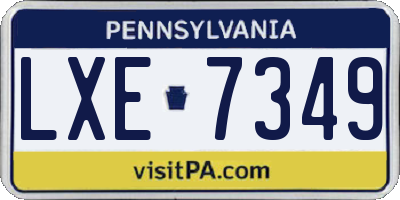 PA license plate LXE7349