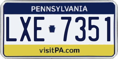 PA license plate LXE7351