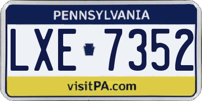 PA license plate LXE7352