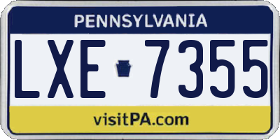 PA license plate LXE7355
