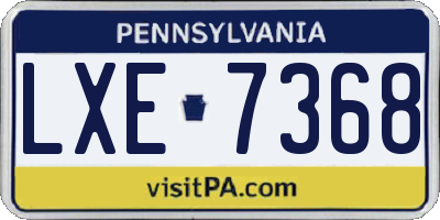 PA license plate LXE7368