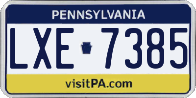 PA license plate LXE7385
