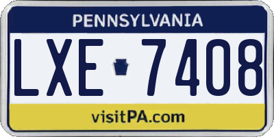 PA license plate LXE7408