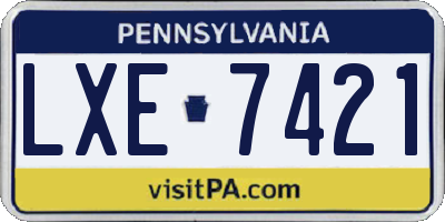 PA license plate LXE7421