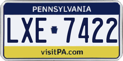 PA license plate LXE7422