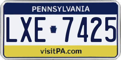 PA license plate LXE7425